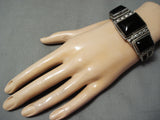 Awesome Vintage Native American Navajo Black Onyx Sterling Silver Bracelet-Nativo Arts