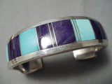 Important Vintage Native American Navajo Ray Tracey Turquoise Sugulite Sterling Silver Bracelet-Nativo Arts