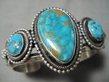 Stunning Vintage Native American Navajo Royston & Old Kingman Turquoise Silver Bracelet-Nativo Arts