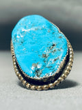 Breathtaking Vintage Native American Navajo Morenci Turquoise Sterling Silver Ring-Nativo Arts