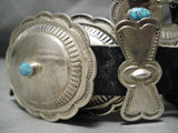 Statement Vintage Native American Navajo Lone Mountain Turquoise Sterling Silver Concho Belt Old-Nativo Arts