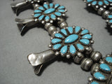 Amazing Vintage Native American Navajo Turquoise Sterling Silver Squash Blossom Necklace-Nativo Arts