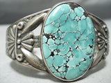 Early Vintage Native American Navajo Green Spiderweb Turquoise Sterling Silver Bracelet Old-Nativo Arts