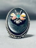 Huge Vintage Native American Navajo Butterfly Turquoise Sterling Silver Ring-Nativo Arts