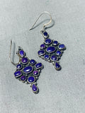 Gorgeous Vintage Native American Navajo Sugulite Cluster Sterling Silver Earrings-Nativo Arts