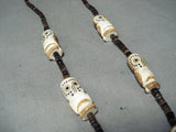 Native American Completely Hand Carved Vintage Santo Domingo Owl Sterling Silver Necklace-Nativo Arts