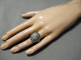 Important Vintage Native American Navajo Jeanette Dale #8 Turquoise Sterling Silver Ring-Nativo Arts