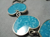 Marv Francis Vintage Native American Navajo Turquoise Sterling Silver Heart Bracelet Old-Nativo Arts