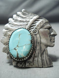Big Chief #8 Turquoise Mine Sterling Silver Ring Native American-Nativo Arts
