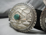 One Of Biggest Vintage Native American Navajo Green Turquoise Sterling Silver Concho Belt-Nativo Arts