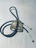 One Of The Best Ever Vintage Native American Navajo #8 Turquoise Sterling Silver Bolo Tie-Nativo Arts