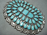 Joey Wilson Vintage Native American Navajo Turquoise Cluster Sterling Silver Pin Huge-Nativo Arts