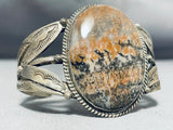 Authentic Early Vintage Native American Navajo Petrified Wood Sterling Silver Bracelet-Nativo Arts