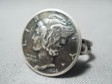 Superior Navajo Mercury Dime Sterling Silver Ring Native American-Nativo Arts