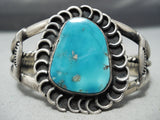 Swirling Waves Vintage Native American Navajo Turquoise Sterling Silver Bracelet Old-Nativo Arts