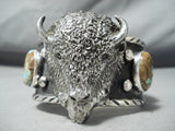 171 Grams Heavy Native American Buffalo #8 Turquoise Sterling Silver Bracelet-Nativo Arts
