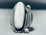 Taller Vintage Native American Navajo Pearl Sterling Silver Leaf Ring Old-Nativo Arts