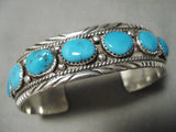 Superior Vintage Native American Navajo Blue Turquoise Sterling Silver Bracelet-Nativo Arts