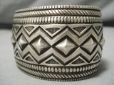 Important Native American Navajo Calvin Martinez Sterling Silver Repoussed Heavy Bracelet-Nativo Arts