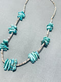 Native American Exceptional Vintage Santo Domingo Old Kingman Turquoise Sterling Silver Necklace-Nativo Arts