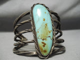 Opulent Vintage Native American Navajo Natural Royston Turquoise Sterling Silver Bracelet Old-Nativo Arts