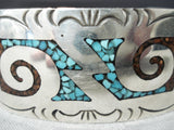 Elaborate Navajo Turquoise Sterling Silver Bracelet Native American-Nativo Arts