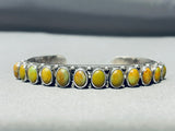 Signed Vintage Native American Navajo Domed Green Turquoise Sterling Silver Bracelet-Nativo Arts