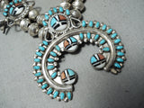 Intricate Vintage Native American Navajo Zuni Turquoise Sterling Silver Squash Blossom Necklace-Nativo Arts