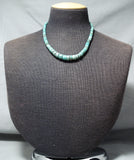 Native American Very Rare Vintage Santo Domingo Green Turquoise Sterling Silver Necklace-Nativo Arts