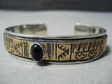 Dramatic Navajo Black Onyx Sterling Silver Bracelet Native American-Nativo Arts