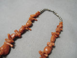 Chunky Big Vintage Native American Navajo Red Coral Sterling Silver Necklace Old-Nativo Arts