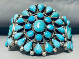 Heavy Thick Vintage Native American Navajo Teardrop Turquoise Sterling Silver Bracelet-Nativo Arts