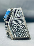 One Of The Best Most Intricate Vintage Native American Navajo Lapis Sterling Silver Ring-Nativo Arts