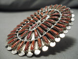 One Of The Biggest Ever Native American Navajo Coral Sterling Silver Ring-Nativo Arts