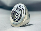 Tremendous C. Peterson Signed Native American Navajo Sterling Silver Kokopelli Ring-Nativo Arts