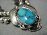 Fabulous Vintage Navajo/ Mexican Blue Diamond Turquoise Sterling Silver Necklace-Nativo Arts