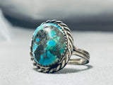 Incredible Vintage Native American Navajo Pilot Mountain Turquoise Sterling Silver Ring-Nativo Arts