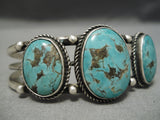 Museum Vintage Native American Navajo Landoll Benally Turquoise Sterling Silver Bracelet Old-Nativo Arts