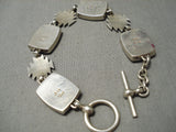 Intricate Vintage Native American Navajo Sterling Silver Pueblo Tigers Eye Link Bracelet-Nativo Arts
