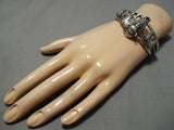 Intricate!! Vintage Native American Navajo Buffalo Love Sterling Silver Bracelet Old-Nativo Arts