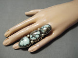 One Of The Biggest Craziest Native American Navajo Tortoise Turquoise Sterling Silver Ring-Nativo Arts