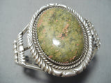 Signed Vintage Native American Navajo Green Turquoise Sterling Silver Bracelet-Nativo Arts