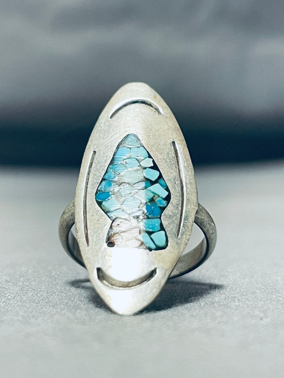 Turquoise Coral Arrowhead Vintage Native American Navajo Sterling Silver Ring Old-Nativo Arts