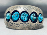Tremendous Vintage Native American Navajo Morenci Turquoise Sterling Silver Bracelet Signed-Nativo Arts