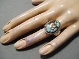 Important Vintage Native American Navajo #8 Turquoise Sterling Silver Ring-Nativo Arts