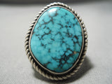 Important Vintage Native American Navajo Lone Mountain Turquoise Sterling Silver Ring Old-Nativo Arts