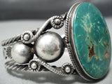 Early Huge Vintage Native American Navajo Cerrillos Turquoise Coiled Sterling Silver Bracelet-Nativo Arts
