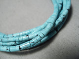 Stunning Vintage Native American Navajo Turquoise Heishi Sterling Silver Drum Necklace-Nativo Arts