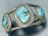 Rare Turquoise Vintage Native American Navajo Easter Blue Sterling Silver Bracelet-Nativo Arts