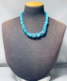 Fabulous Vintage Native American Navajo Large Kingman Turquoise Sterling Silver Necklace-Nativo Arts
